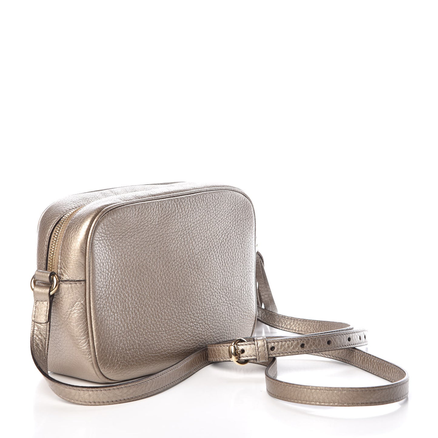 Metallic Pebbled Calfskin Small Soho Disco Bag Golden Beige