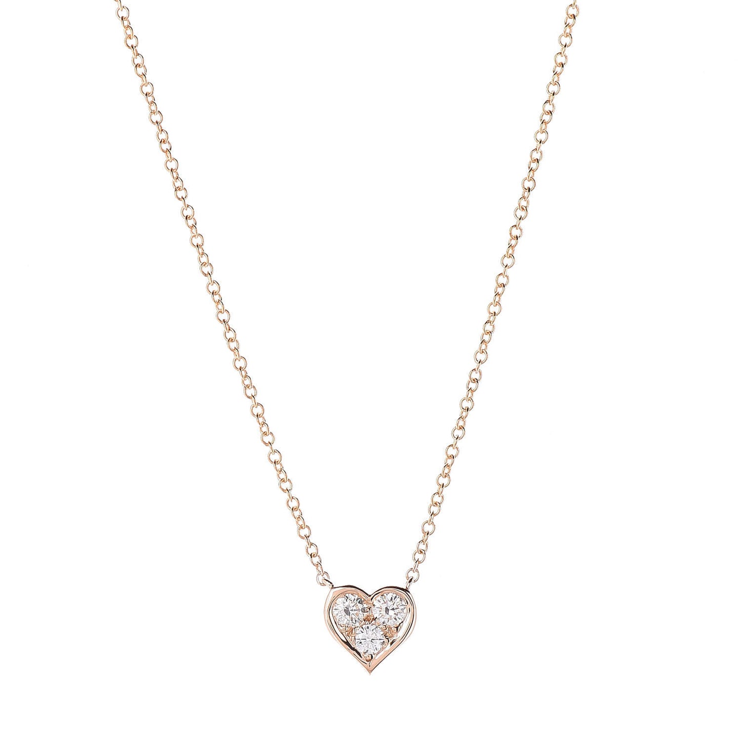 18K Rose Gold Diamond Heart Pendant Necklace