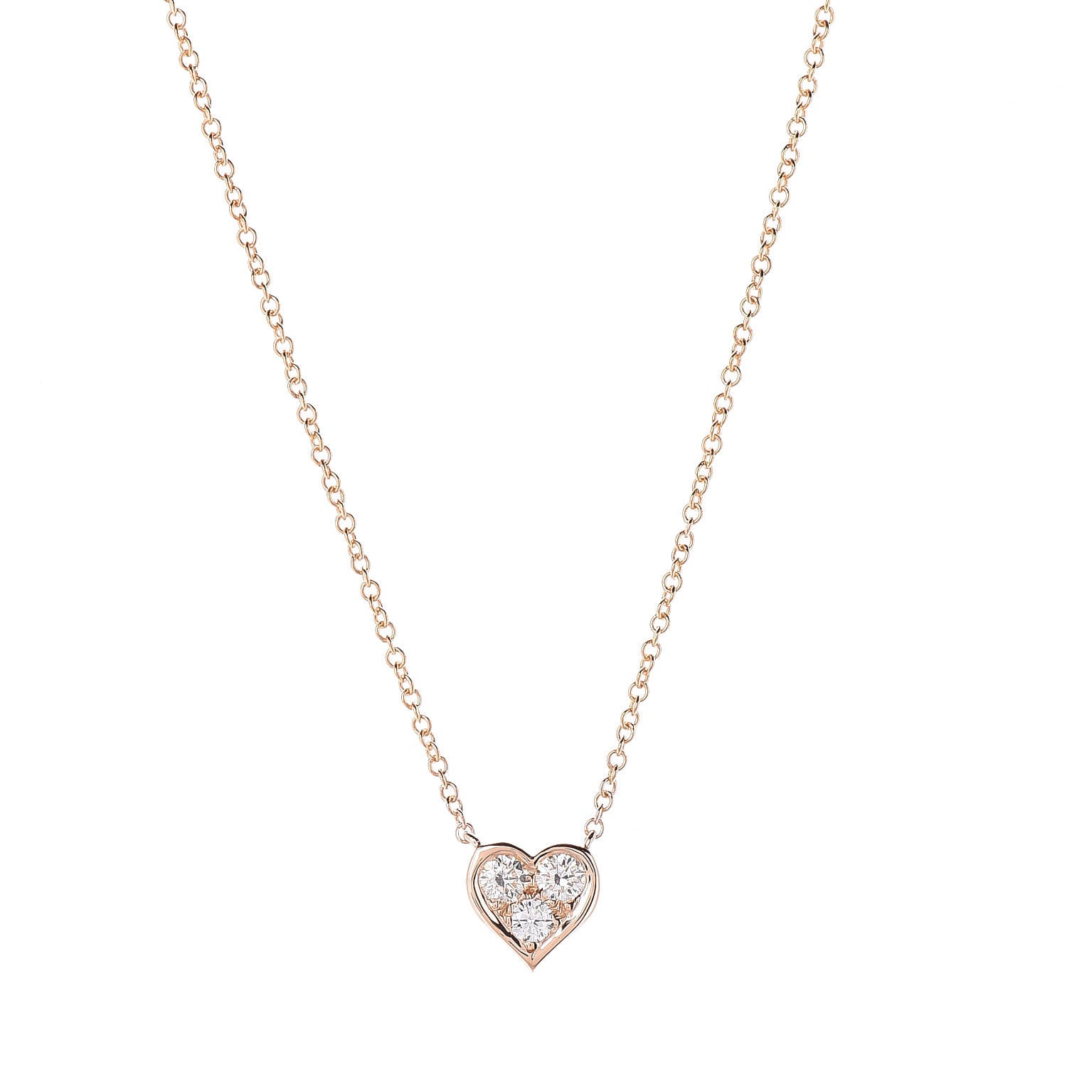 Tiffany 18K Rose Gold Diamond Heart Pendant Necklace 4 of 9