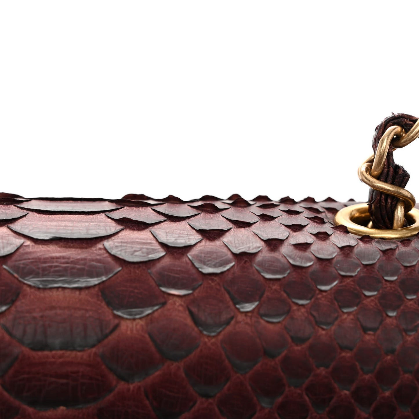 Snakeskin Mini Rectangular Flap Burgundy