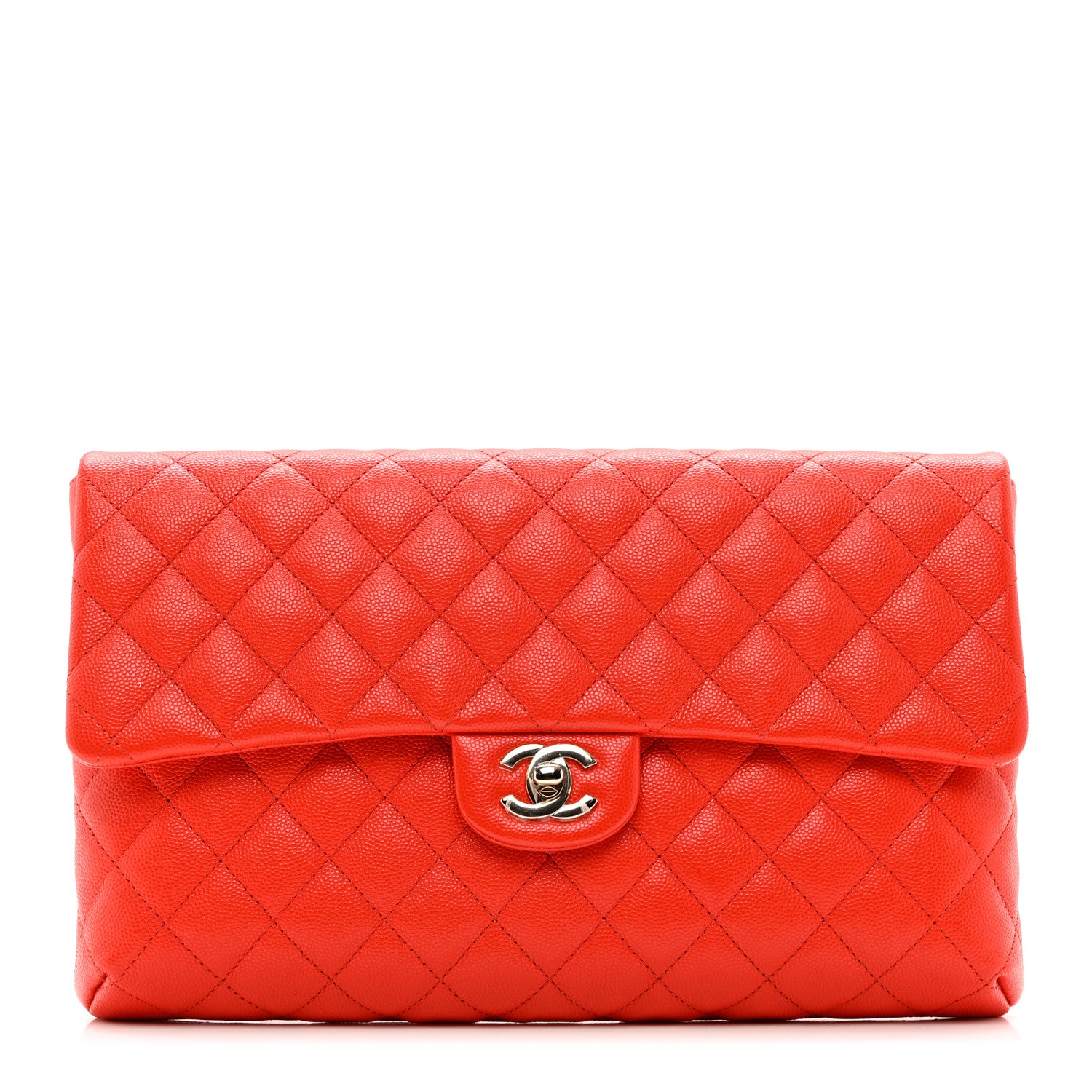 Chanel Caviar Quilted Flap Clutch Red 1 of 9