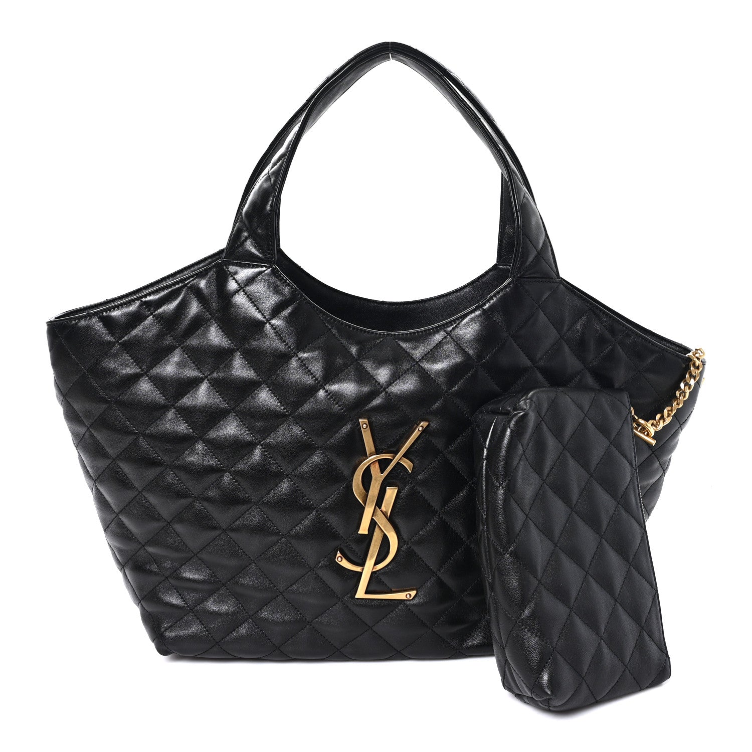 Saint Laurent Lambskin Quilted Medium Icare Shopping Tote Black 3 of 12