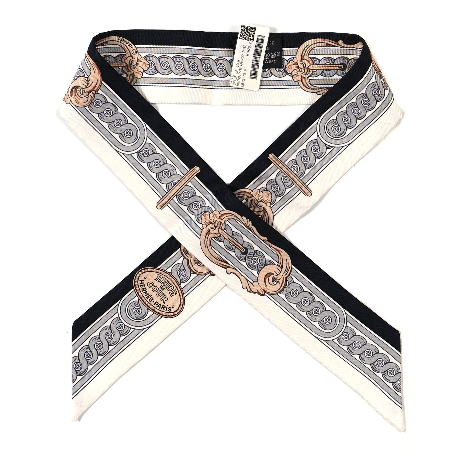 Hermes Silk Bride De Cour Twilly Black White Or Rose 1 of 3