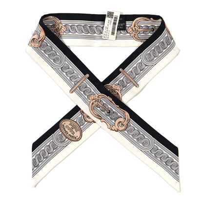 Hermes Silk Bride De Cour Twilly Black White Or Rose 1 of 3