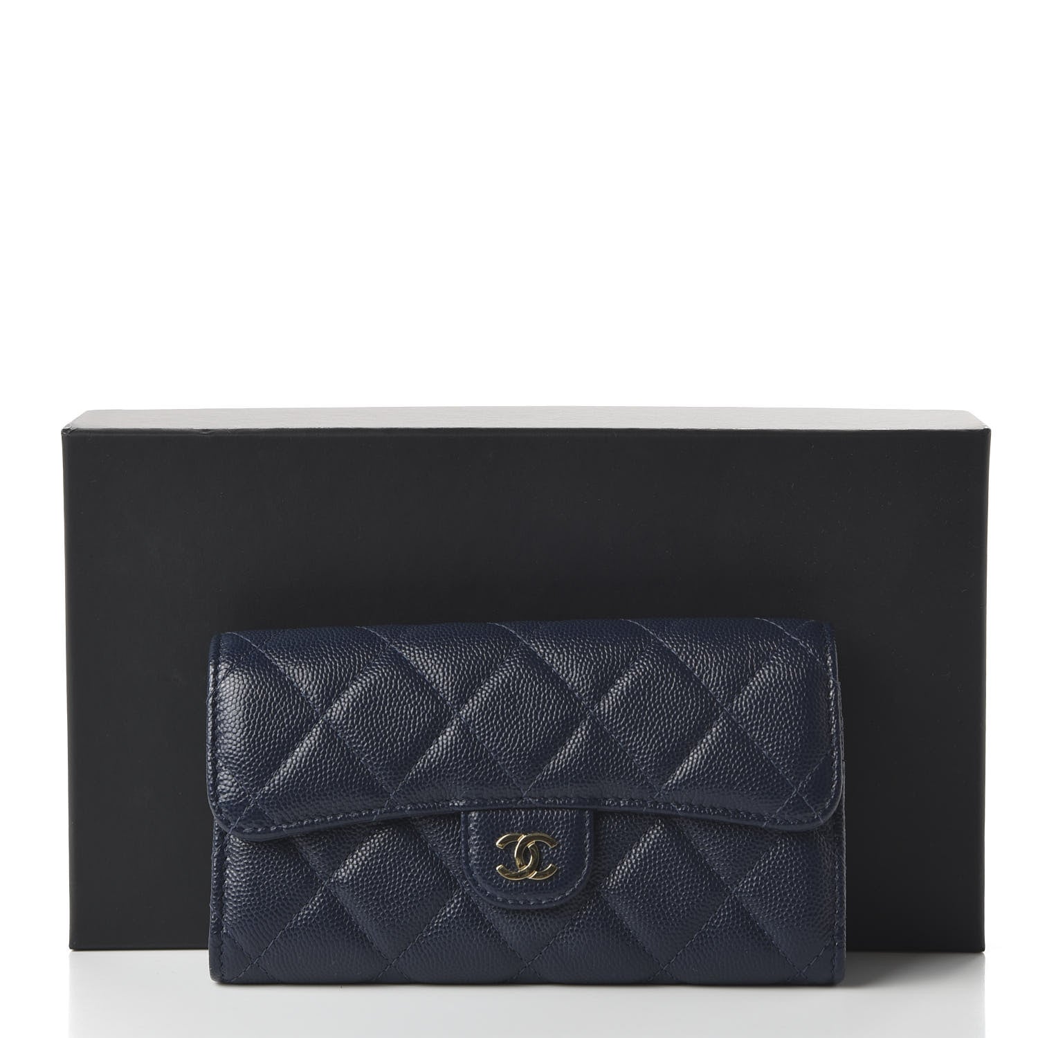 Chanel Caviar Quilted Medium Flap Wallet Blue 11 of 11