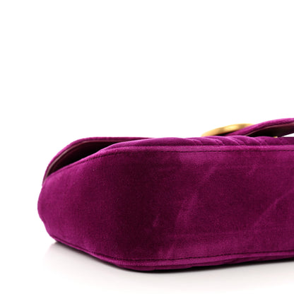 Gucci Velvet Matelasse Small GG Marmont Shoulder Bag Fuchsia Violet Cyclamen 9 of 10