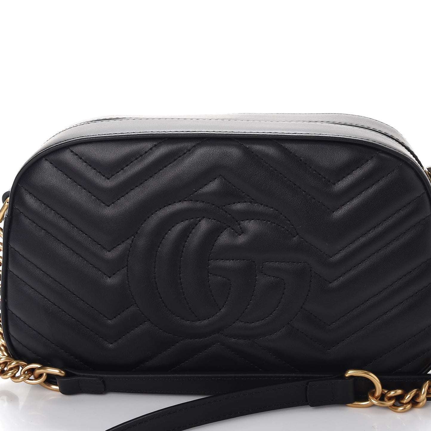 Calfskin Matelasse Animal Studs Small GG Marmont Chain Shoulder Bag Black