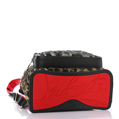 Christian Louboutin Nylon Calfskin Leopard Studded Small Backloubi Backpack Black 4 of 10