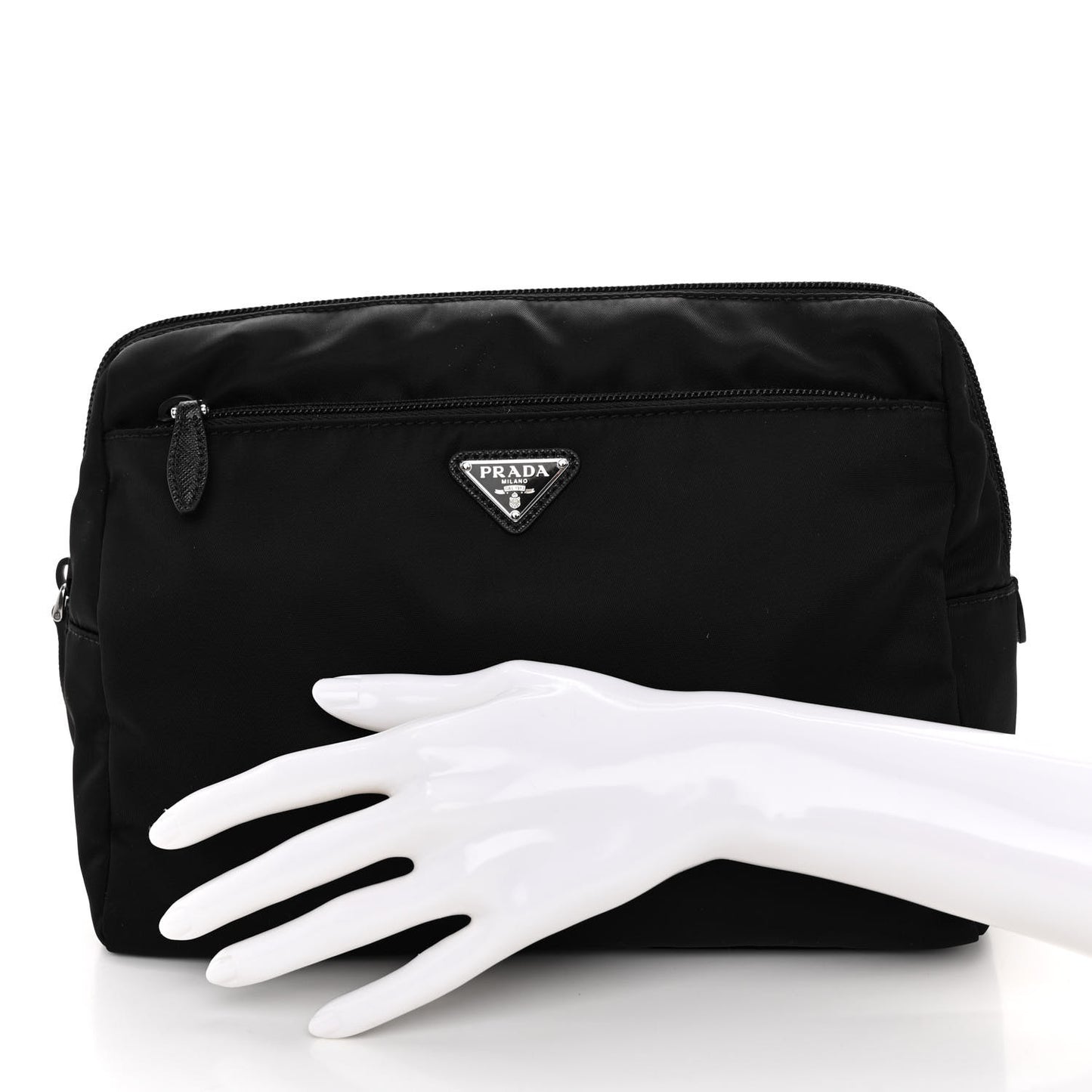 Re-Nylon Saffiano Travel Pouch Black Astrale