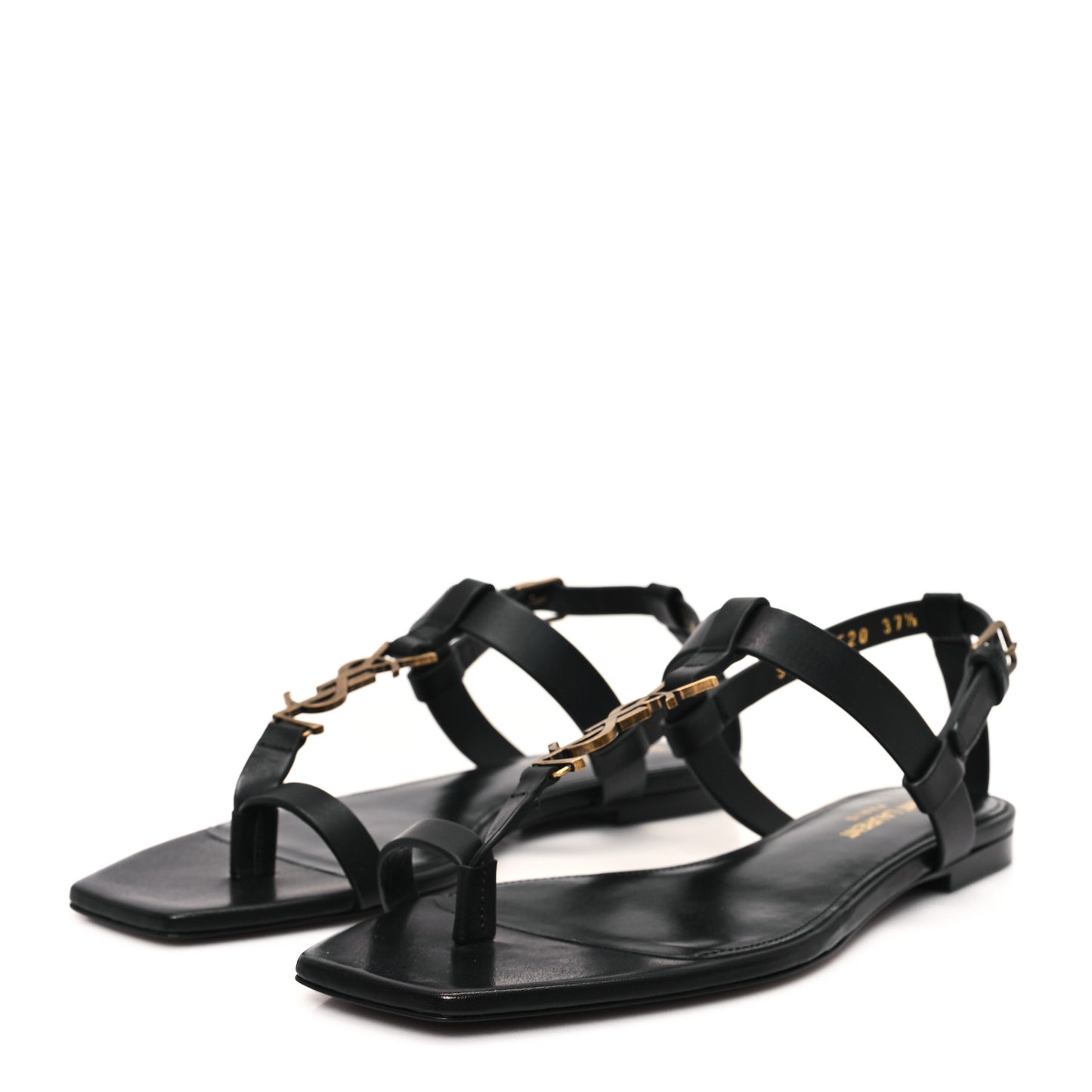 Calfskin Cassandra Monogram Sandals 37.5 Black