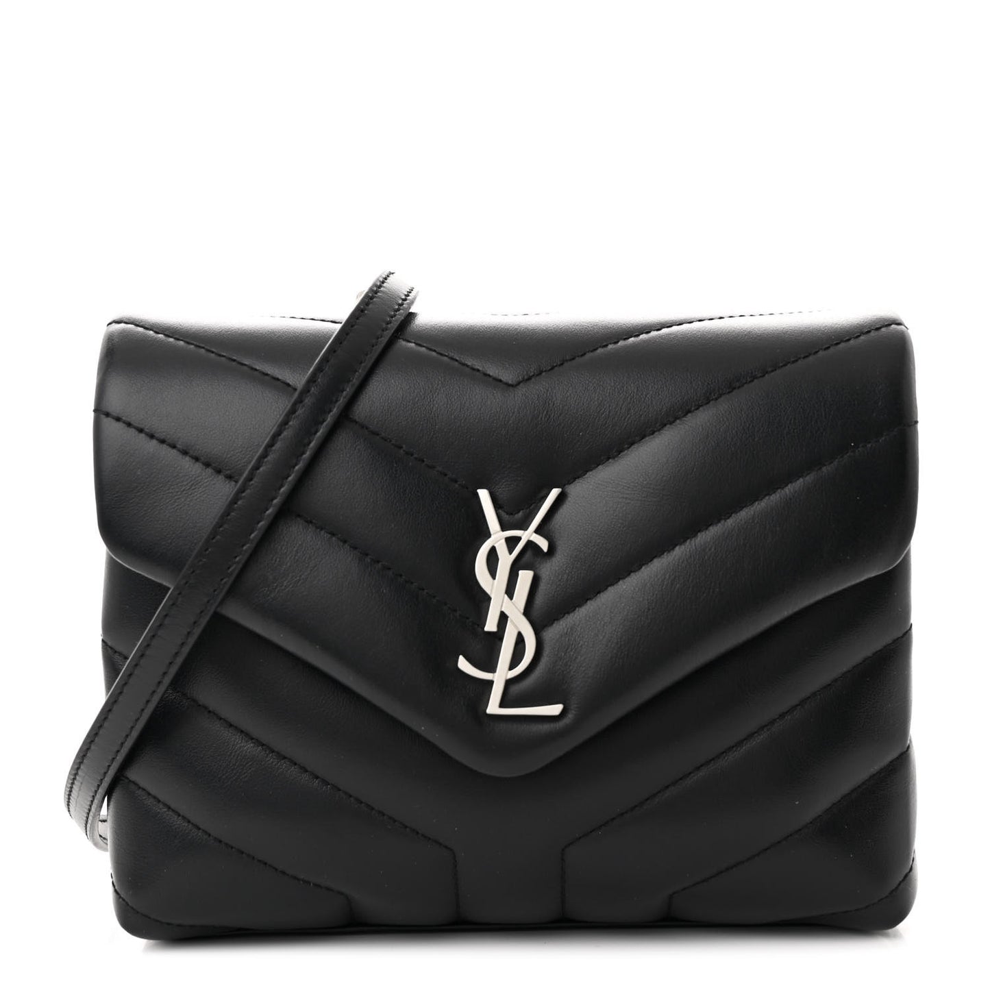 Calfskin Y Quilted Monogram Toy Loulou Crossbody Bag Black
