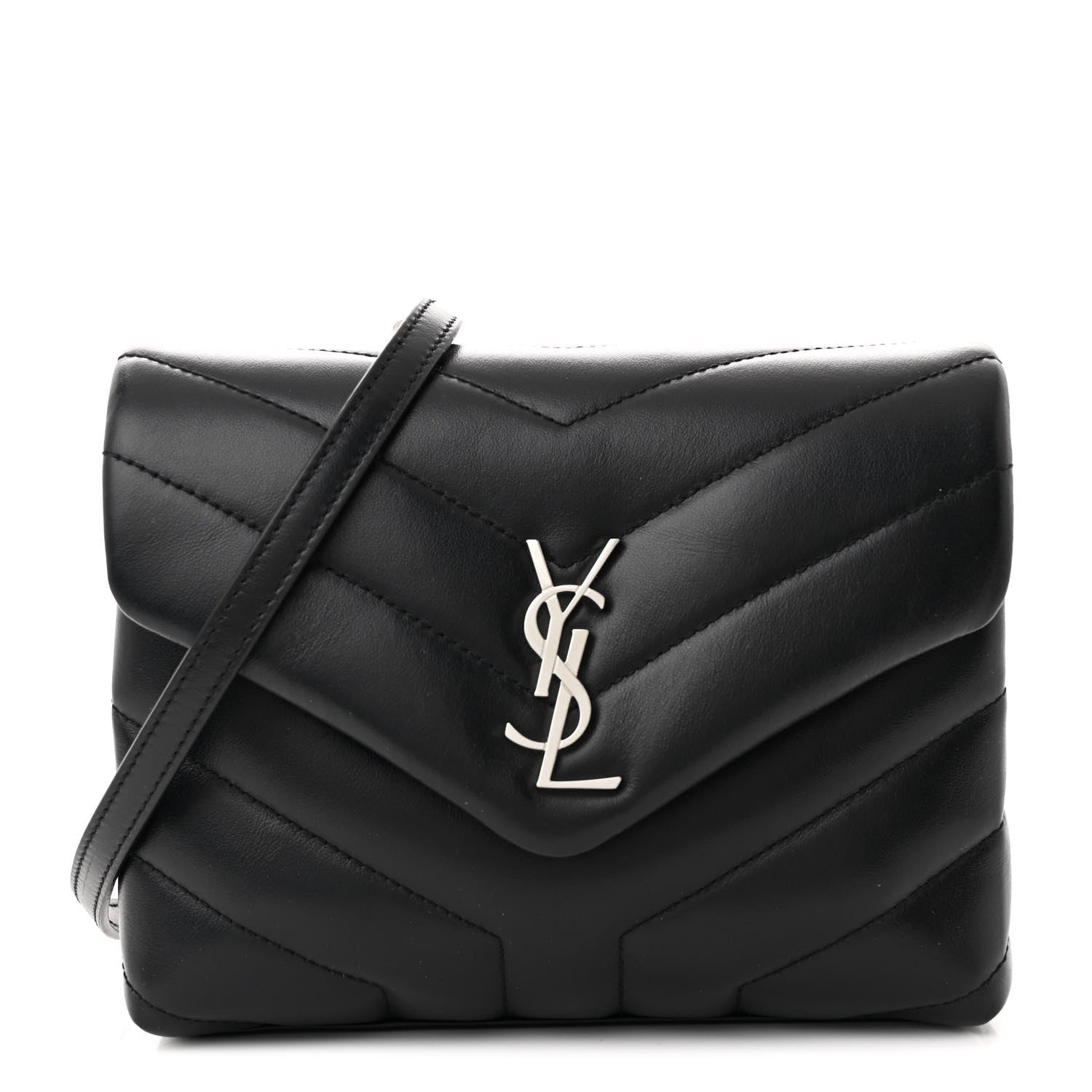 Saint Laurent Calfskin Y Quilted Monogram Toy Loulou Crossbody Bag Black 1 of 12