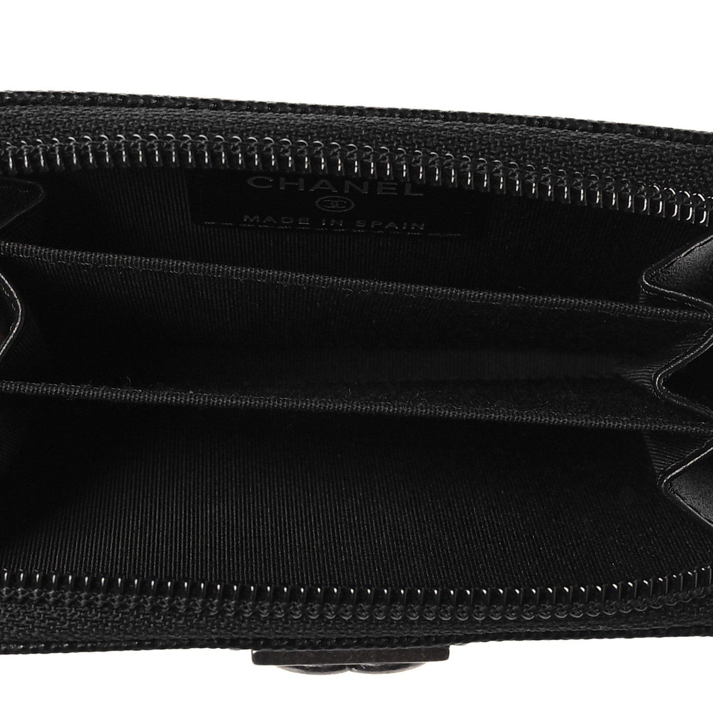 Caviar Quilted Boy Zip Around Coin Purse Wallet Black
