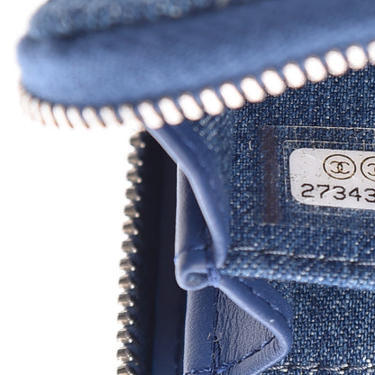 Chanel Denim Quilted Zip Coin Purse Blue 6 of 8
