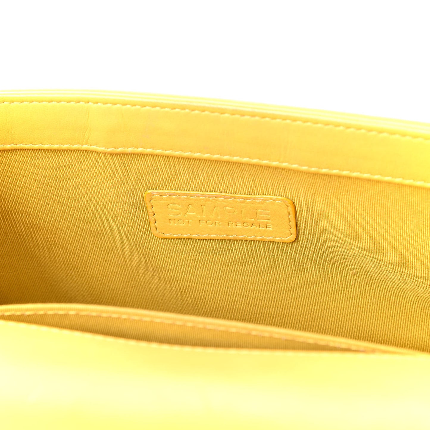 Calfskin Chevron Embroidered Medium Flap Yellow