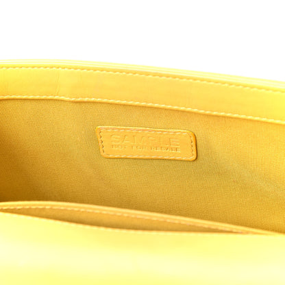 Chanel Calfskin Chevron Embroidered Medium Flap Yellow 10 of 11