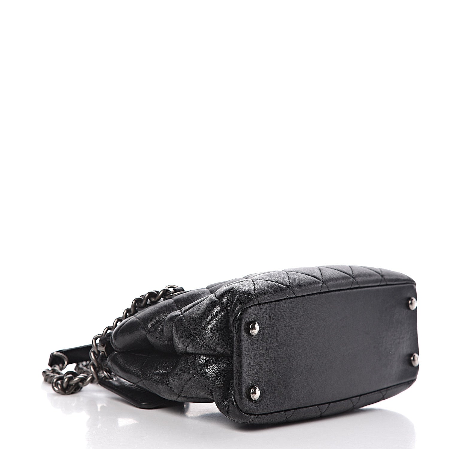 Chanel Shiny Sheepskin Quilted Small Shopping Tote Black 4 of 16