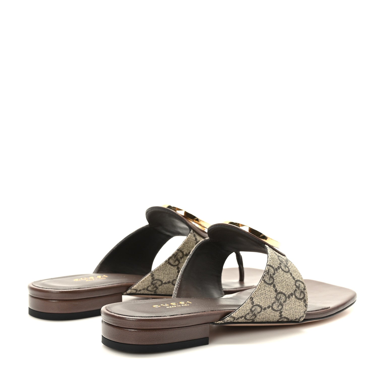 Gucci GG Supreme Monogram Malaga Kid Blondie Thong Sandals 37 Beige Ebony New Acero 4 of 8