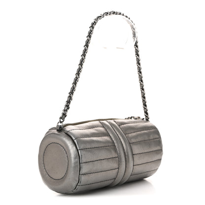 Chanel Metallic Lambskin Horizontal Quilt Pochette Dark Grey 3 of 12