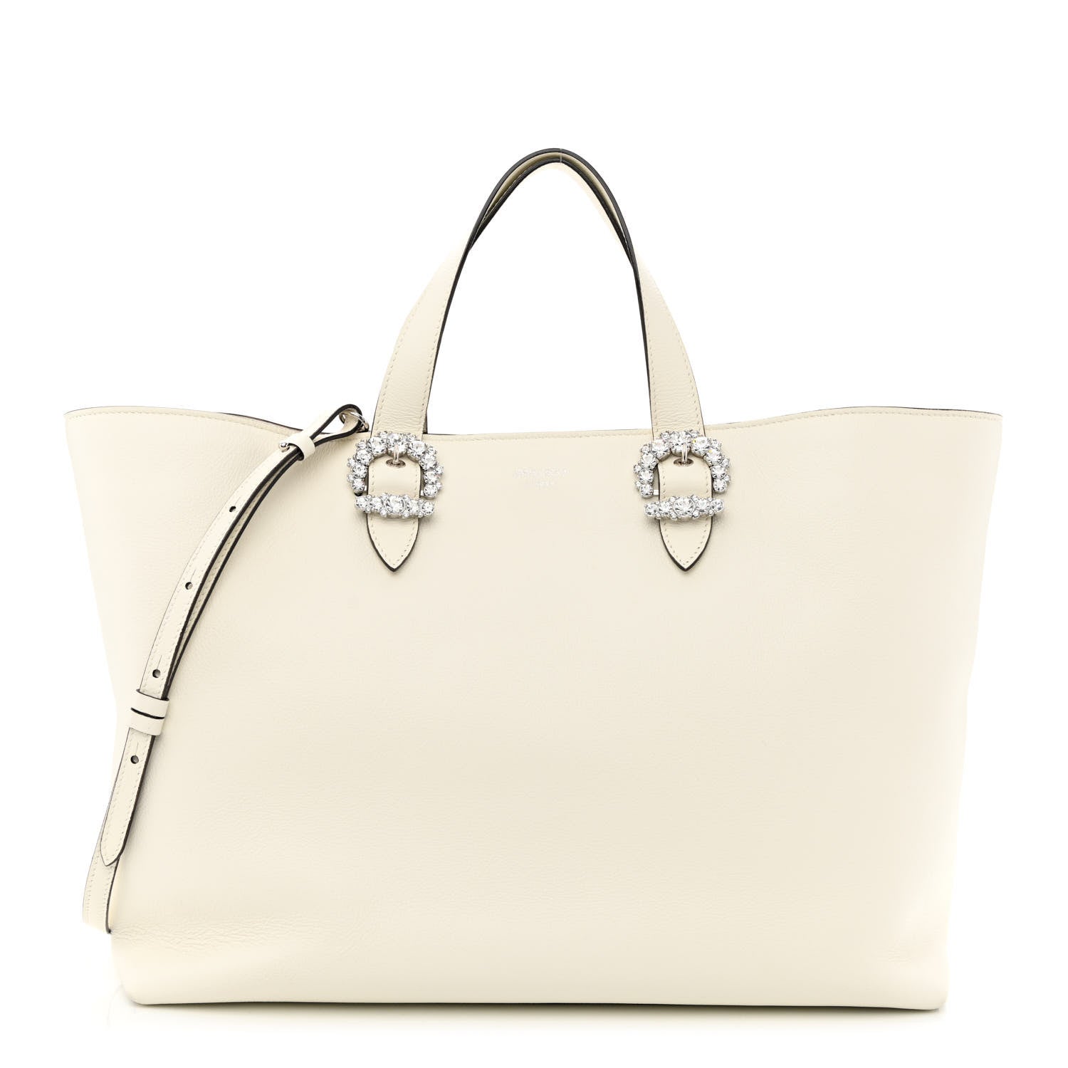 Jimmy Choo Smooth Calfskin Crystal Embellished Cheri Tote Latte 1 of 10