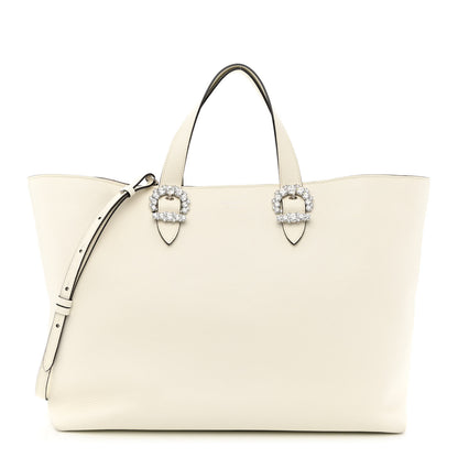 Jimmy Choo Smooth Calfskin Crystal Embellished Cheri Tote Latte 1 of 10