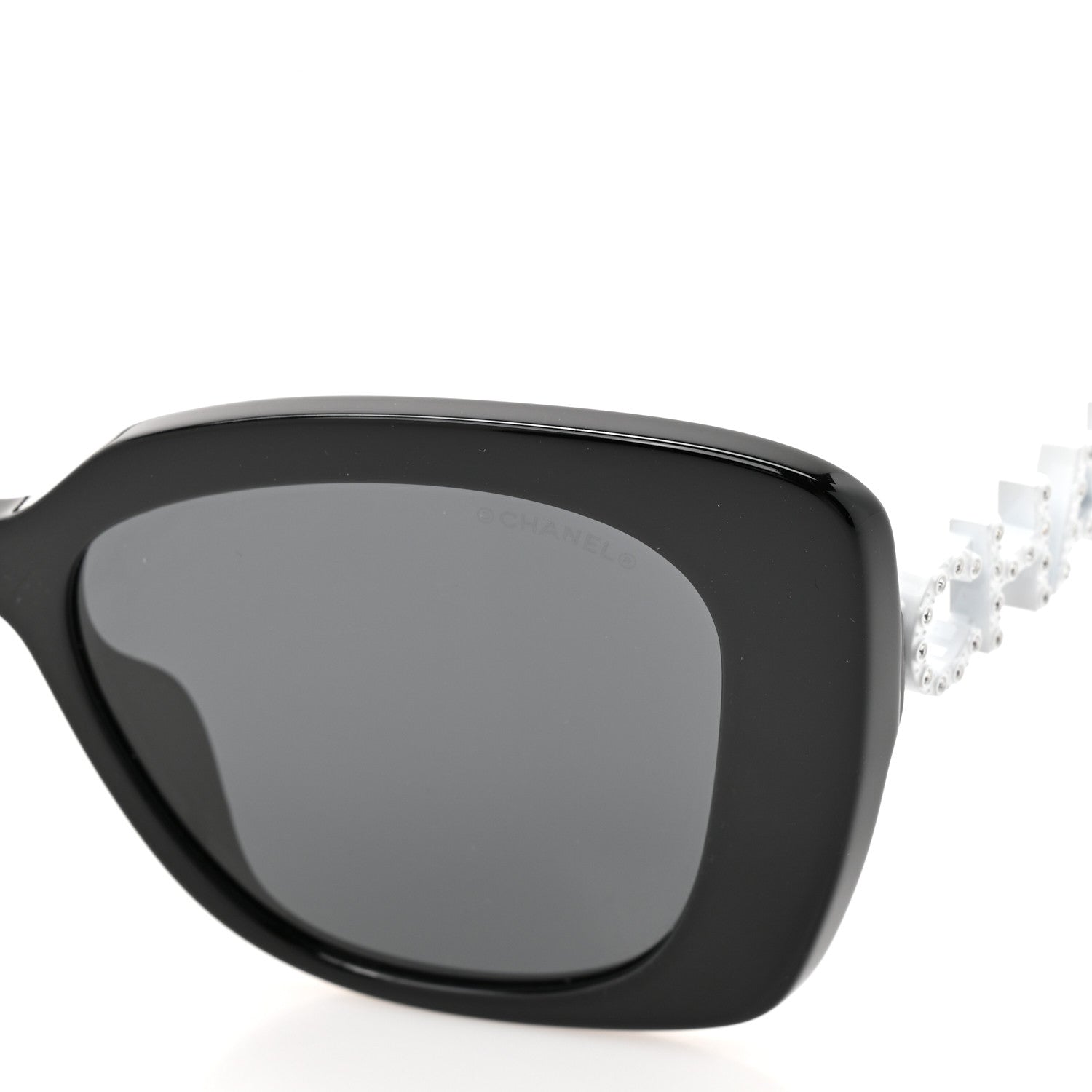 Chanel Acetate Strass Square Sunglasses 5422-B-A Black White