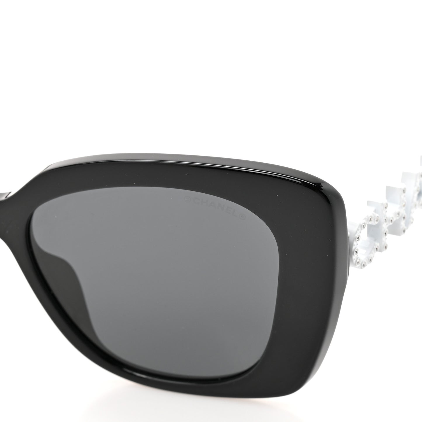 Acetate Strass Square Sunglasses 5422-B-A Black White