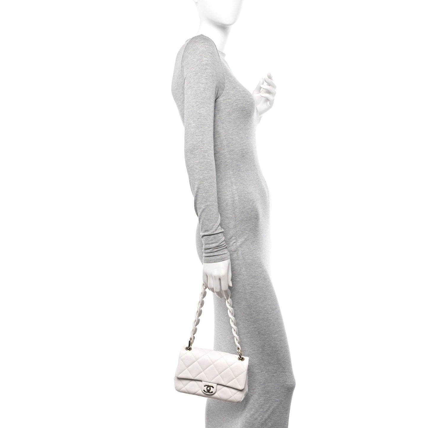 Caviar Quilted Funky Match Mini Flap White