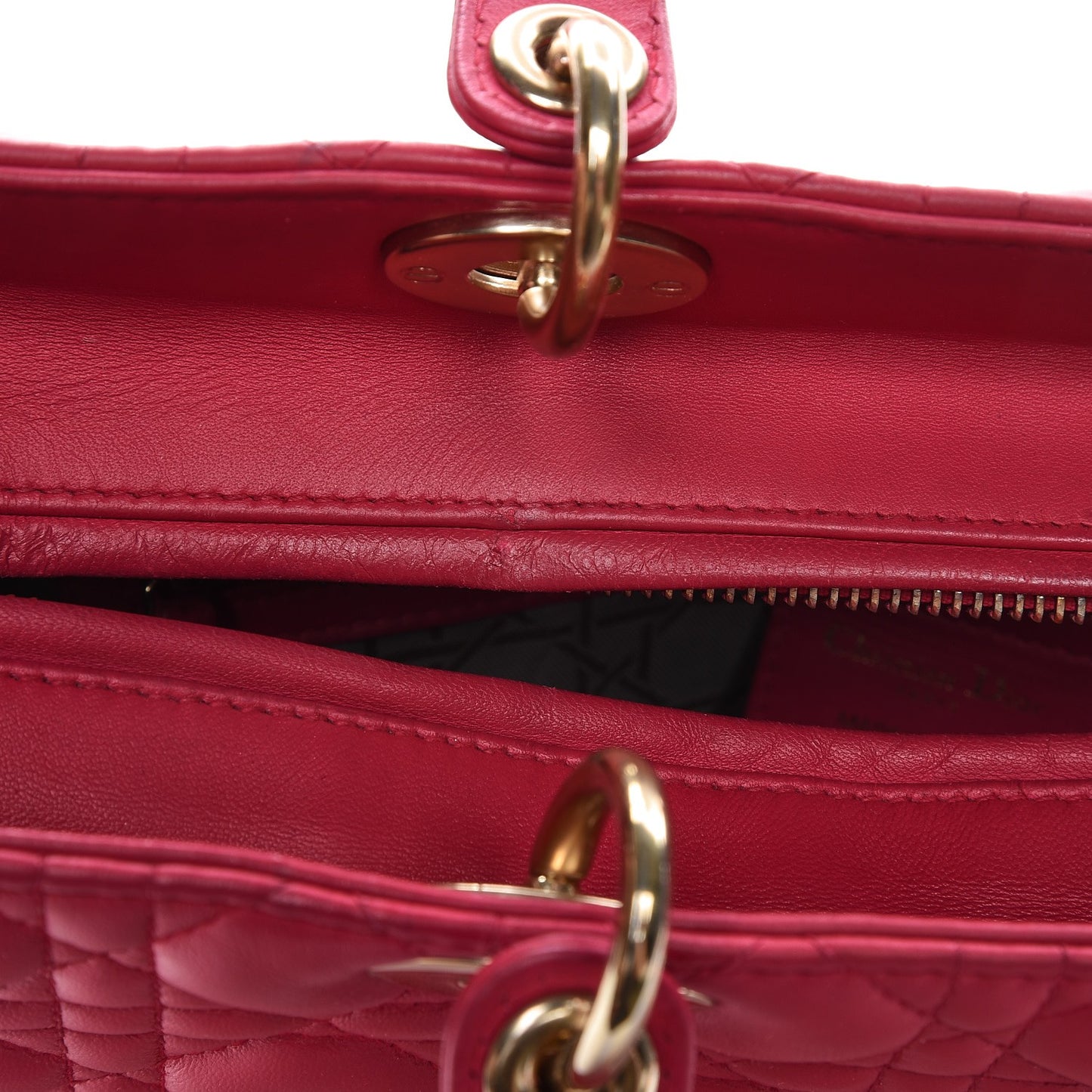 Lambskin Cannage Large Lady Dior Fuchsia