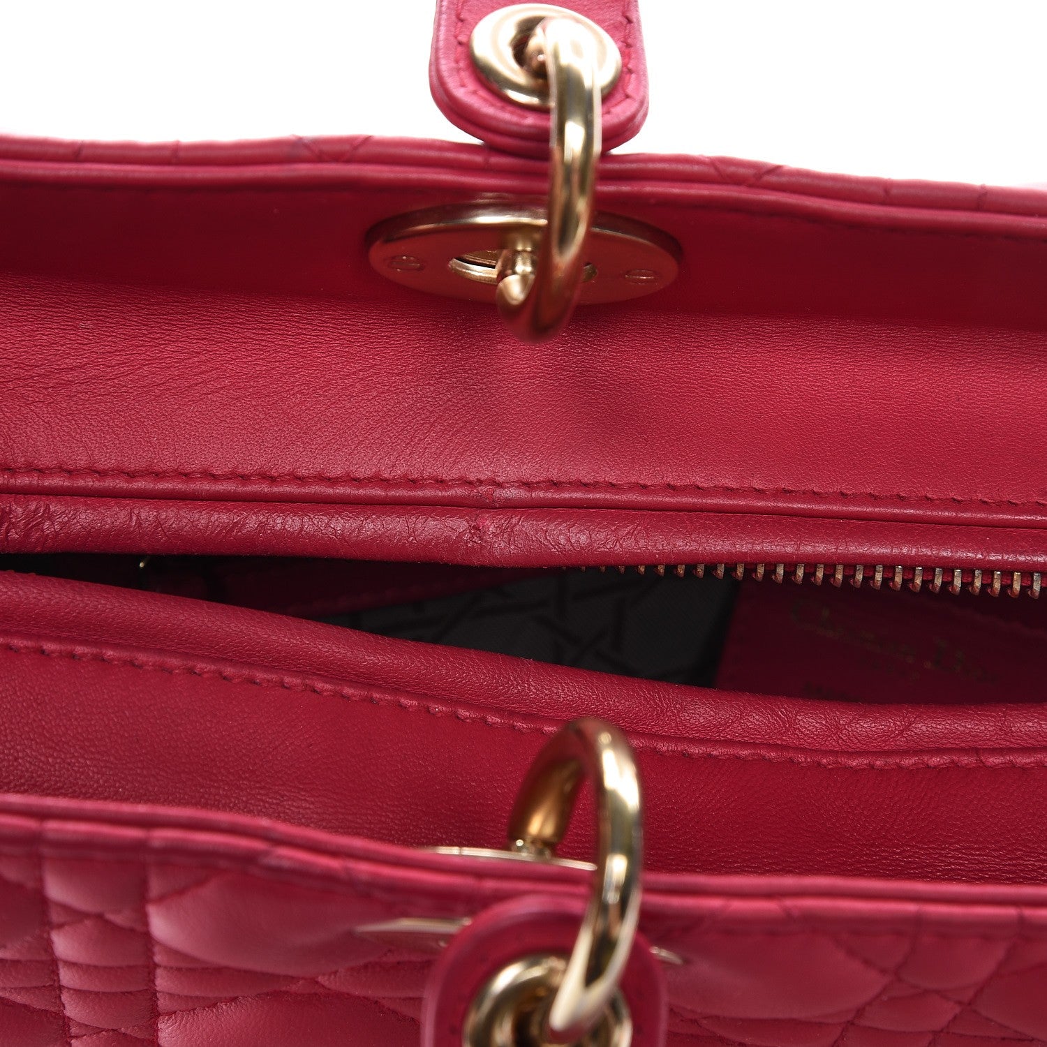 Christian Dior Lambskin Cannage Large Lady Dior Fuchsia 9 of 14