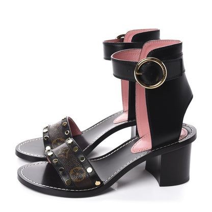 Louis Vuitton Calfskin Monogram Passenger Sandals 37 Black 3 of 10