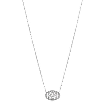 Tiffany Platinum Diamond Cobblestone Oval Pendant Necklace 1 of 6