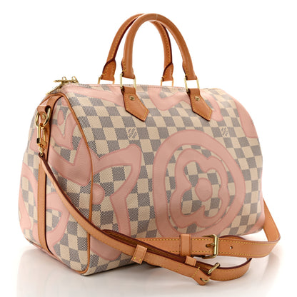Louis Vuitton Damier Azur Tahitienne Speedy Bandouliere 30 Rose Ballerine 3 of 13