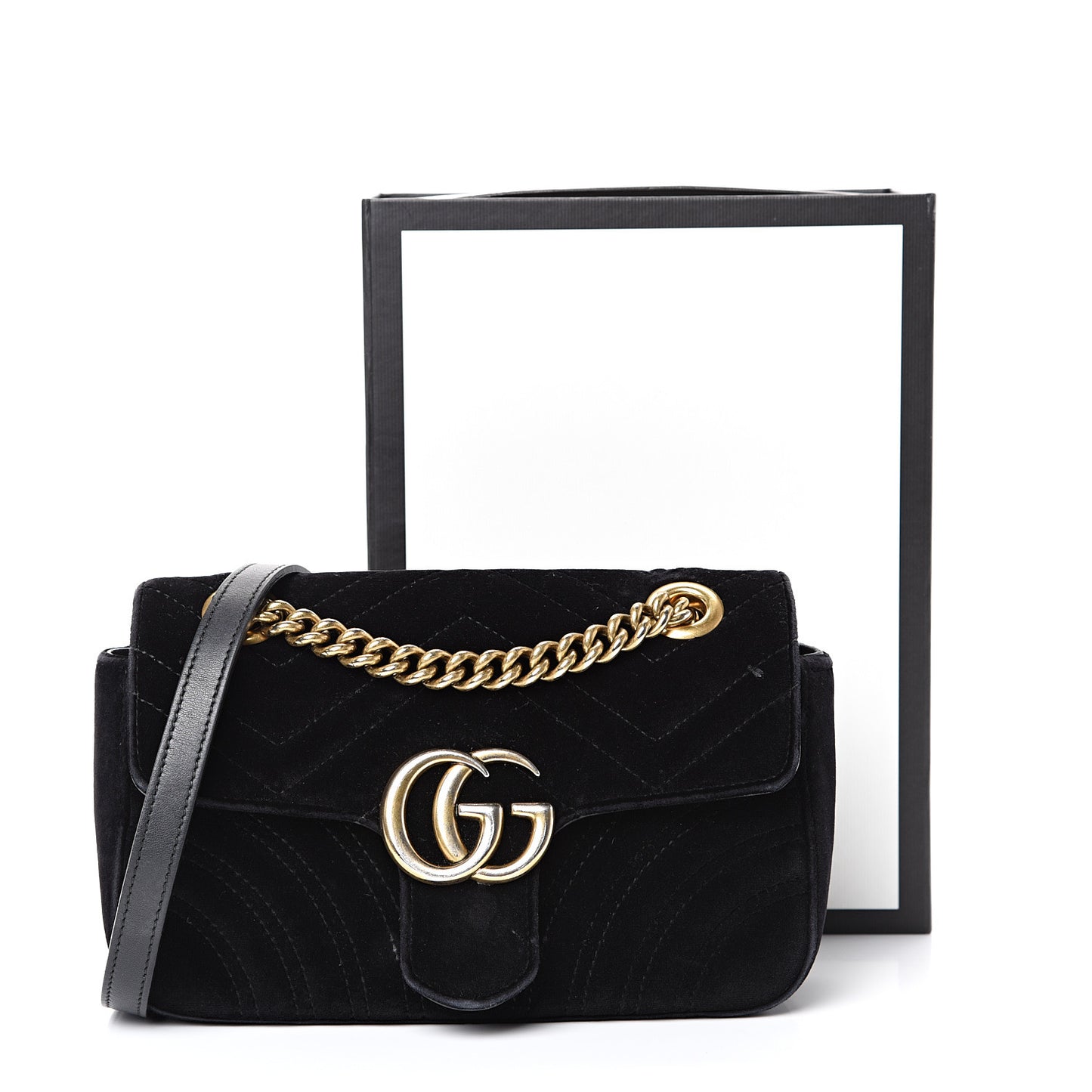 Velvet Matelasse Mini GG Marmont Shoulder Bag Black