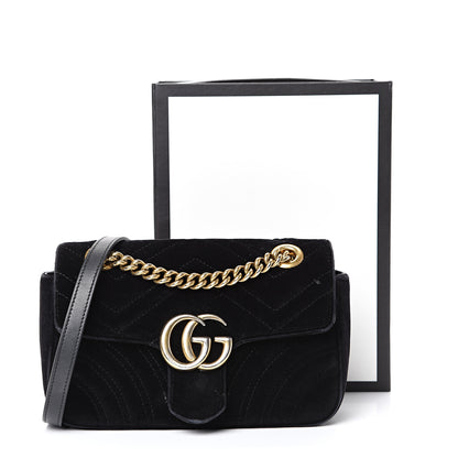 Gucci Velvet Matelasse Mini GG Marmont Shoulder Bag Black 22 of 22