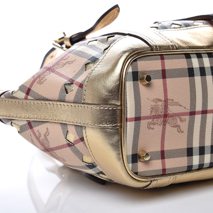 Burberry Haymarket Check Drawstring Claudia Bag Gold 5 of 13