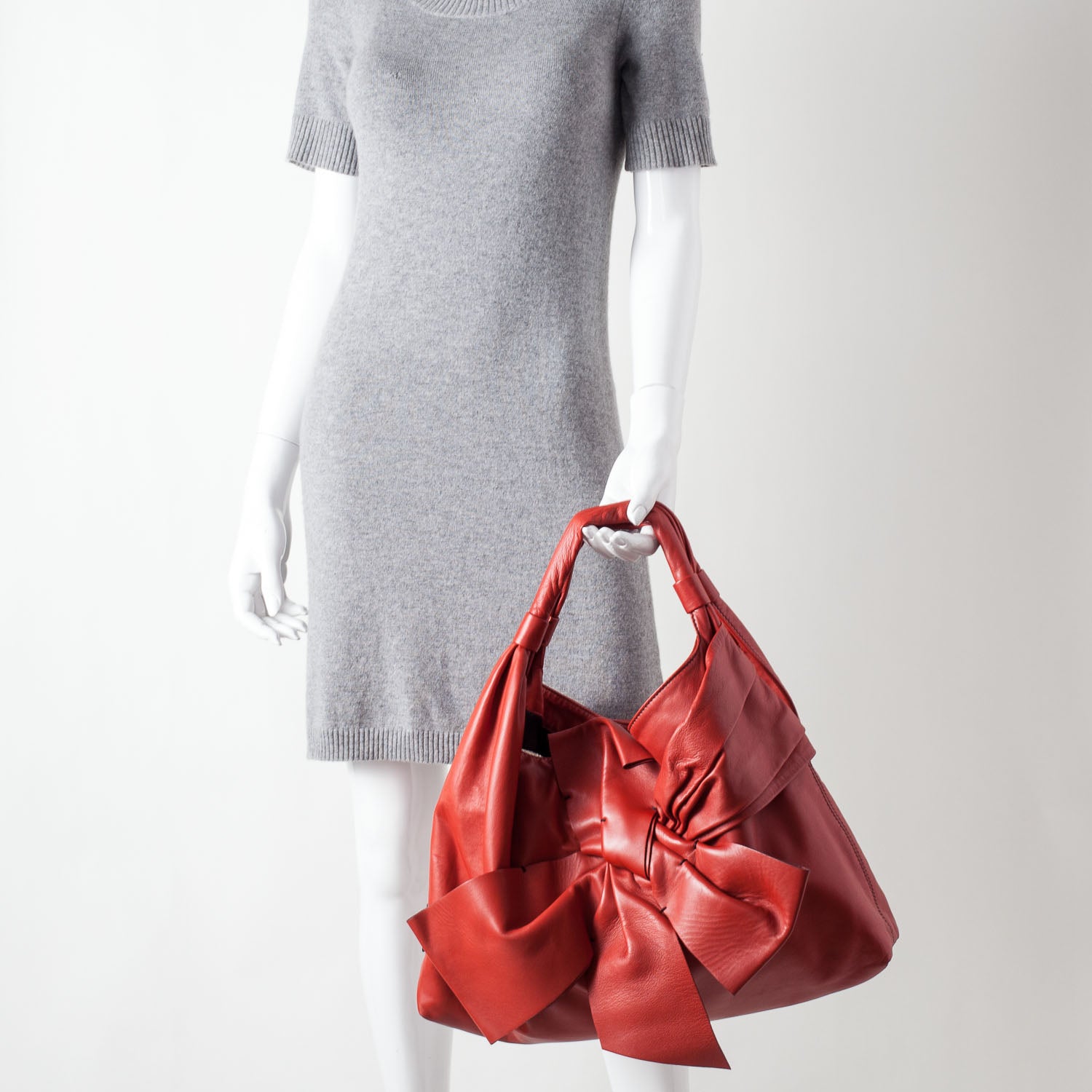 Valentino Garavani Nappa Premier Bow Hobo Rosso 2 of 10