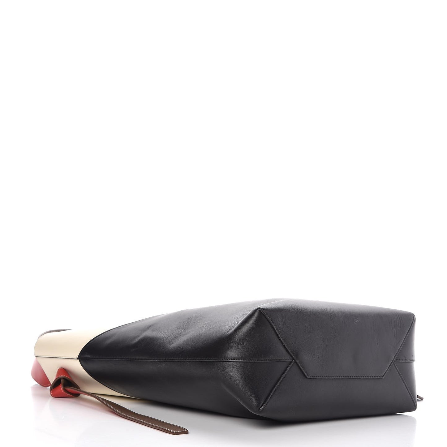 Shiny Smooth Calfskin Twisted Cabas Ivory Black