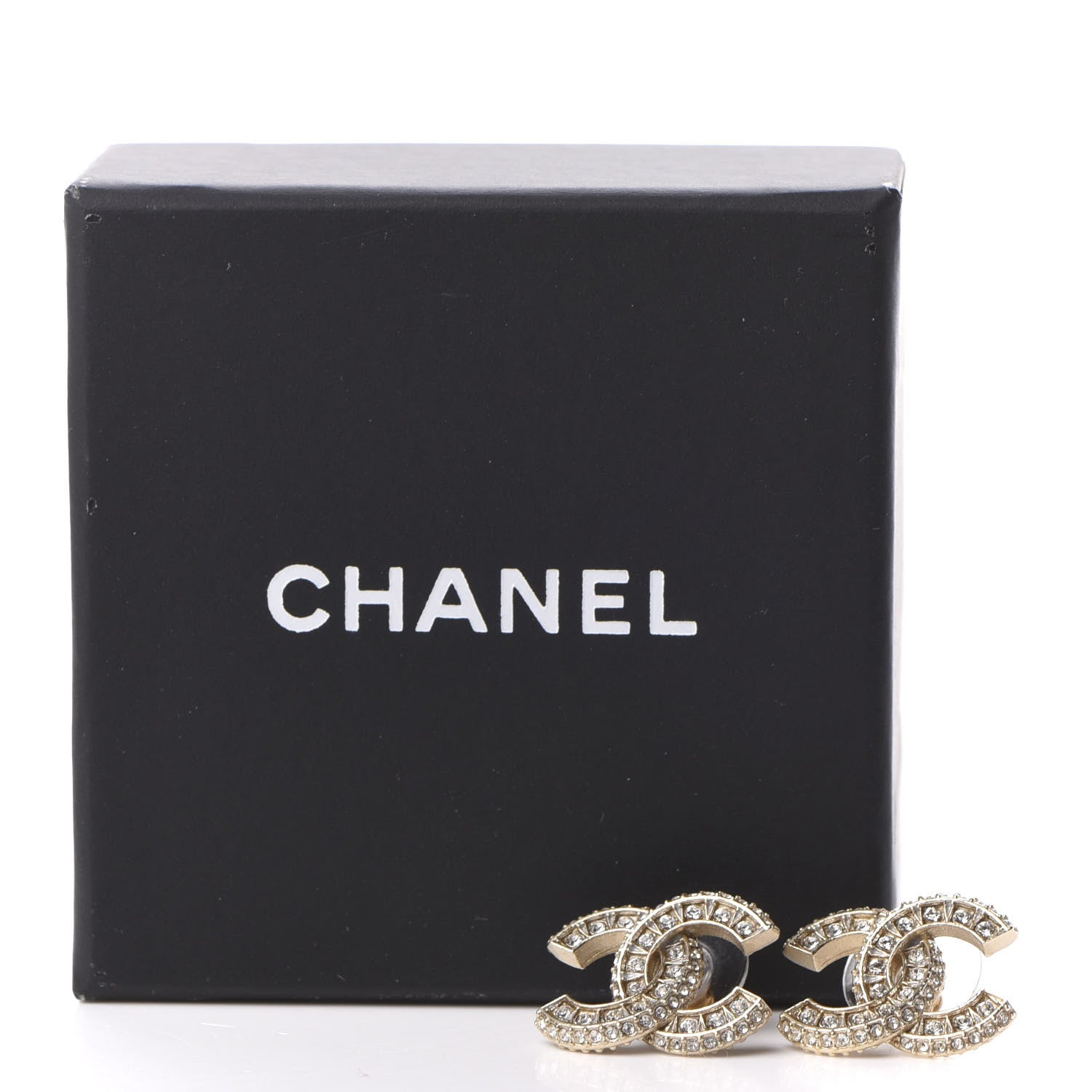 Chanel Crystal CC Earrings Gold 5 of 5