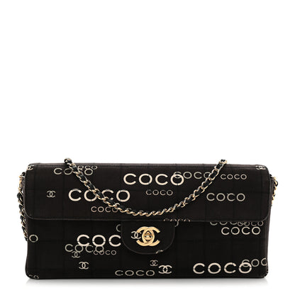 Chanel Canvas Chocolate Bar Quilted Coco East West Flap Brown 1 of 13