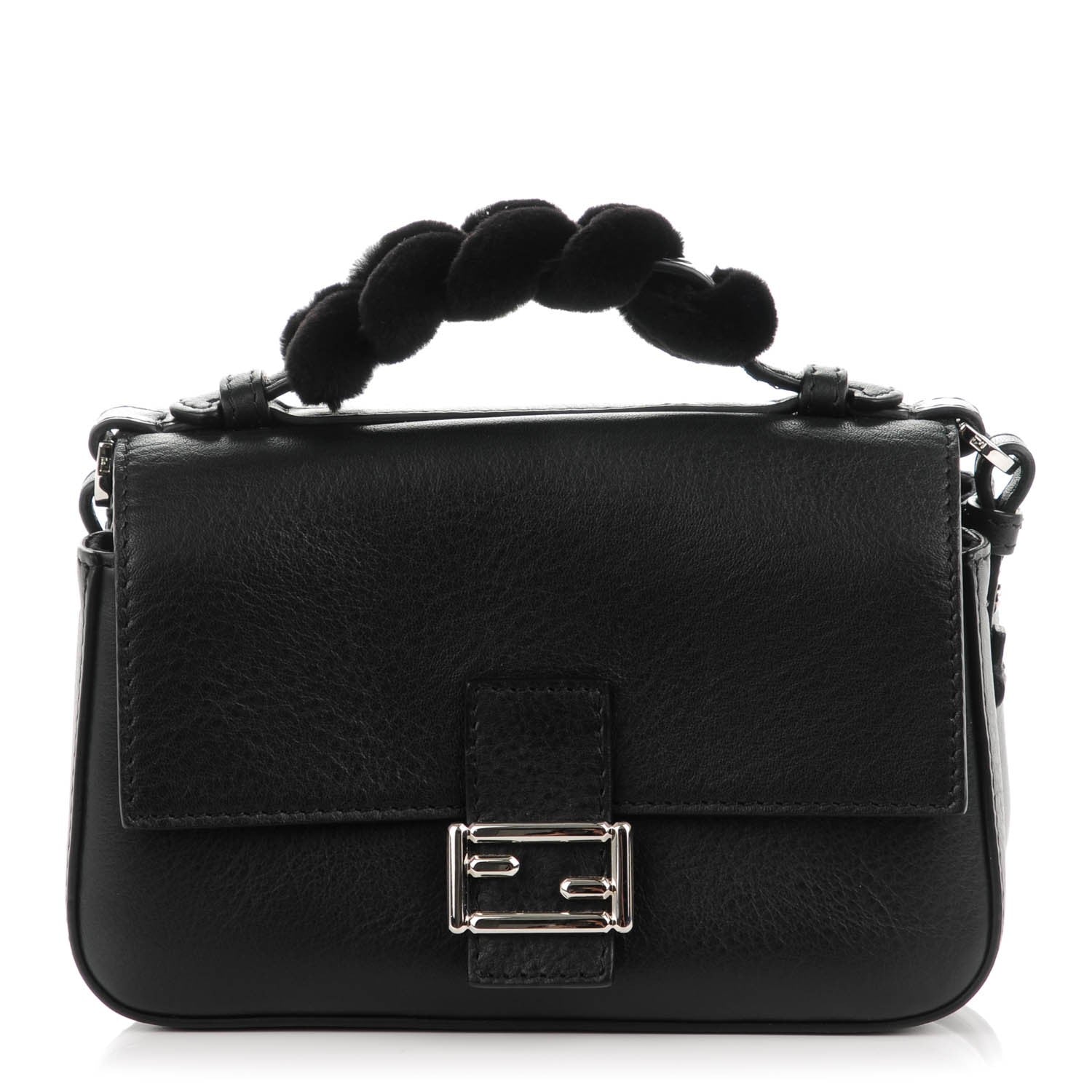 Fendi Calfskin Mink Fur Micro Double Baguette Black 1 of 7