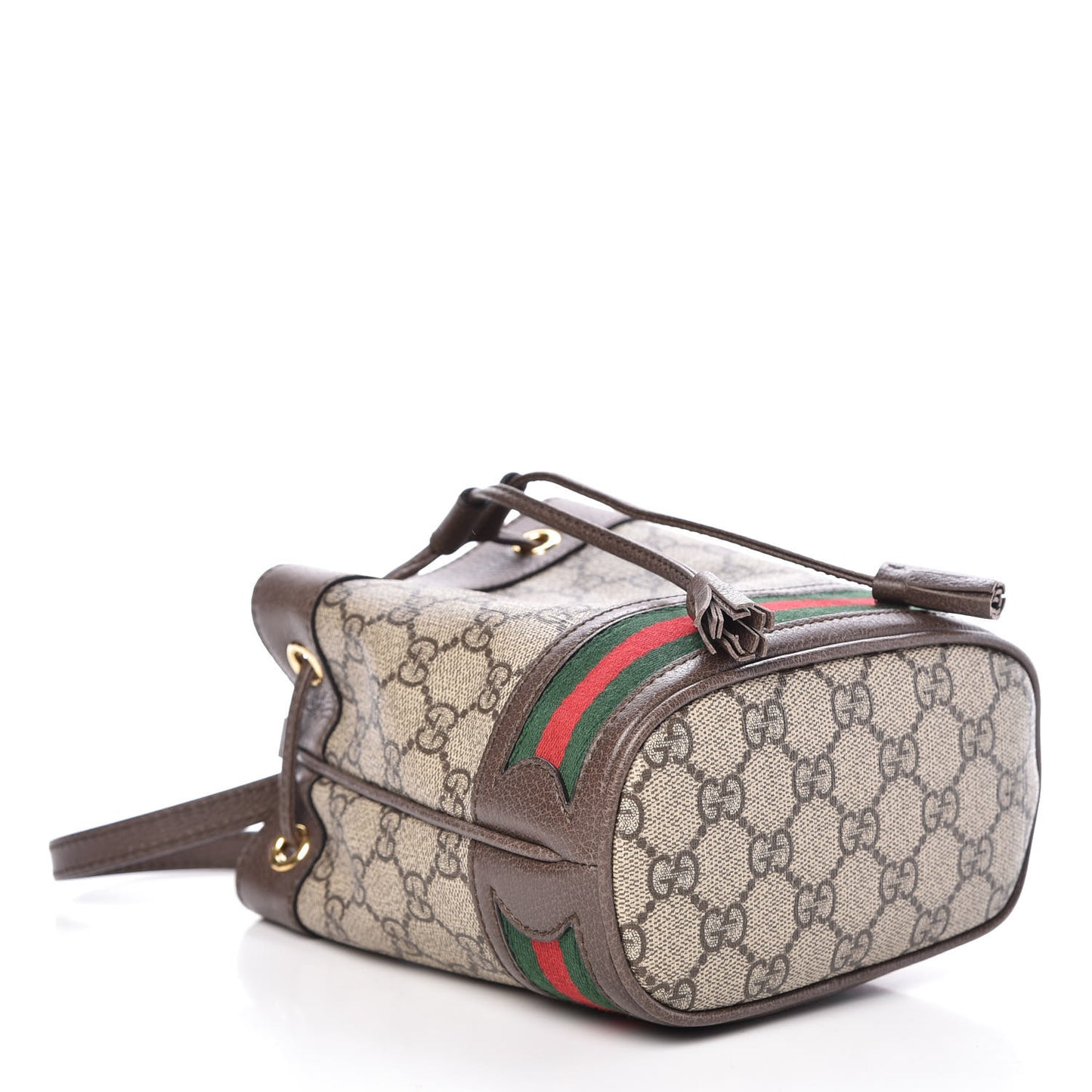 GG Supreme Monogram Web Mini Ophidia Bucket Bag Brown