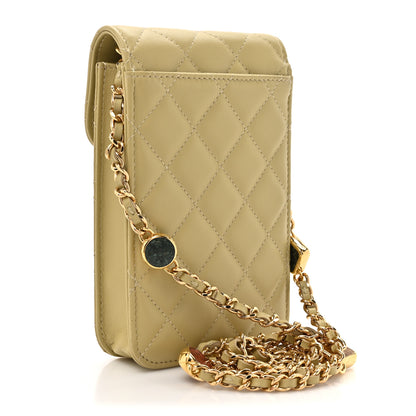 Chanel Lambskin Quilted Enamel CC Wallet on Chain WOC Light Green 3 of 13