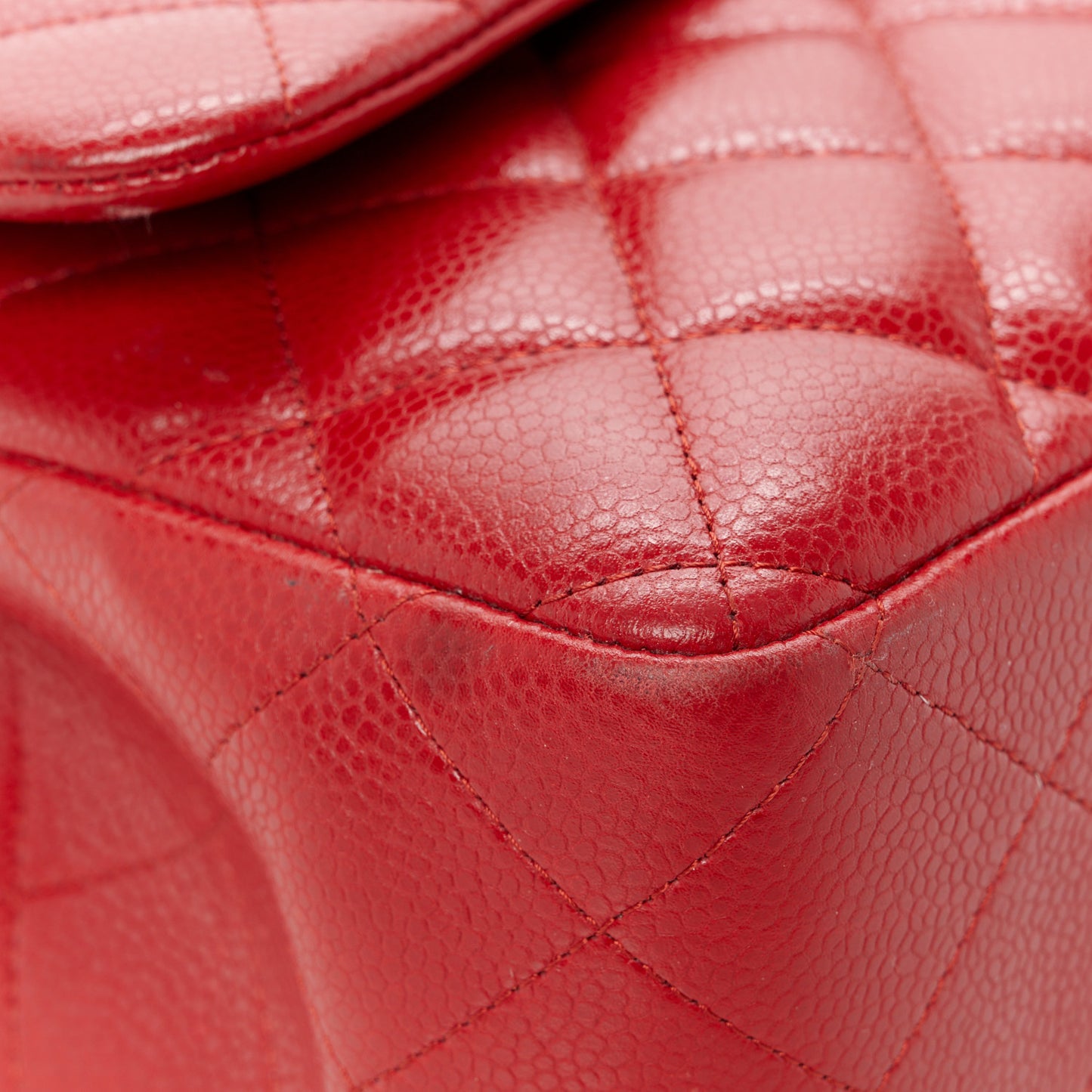 Caviar Quilted Jumbo Double Flap Red