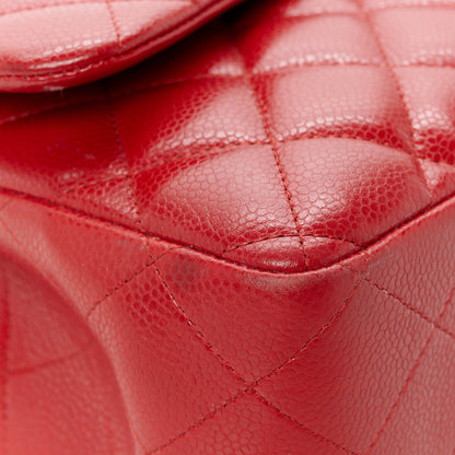 Chanel Caviar Quilted Jumbo Double Flap Red 12 of 12