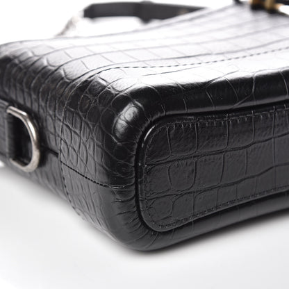 Chanel Calfskin Crocodile Embossed Small Gabrielle Cocodile Hobo Black 8 of 10