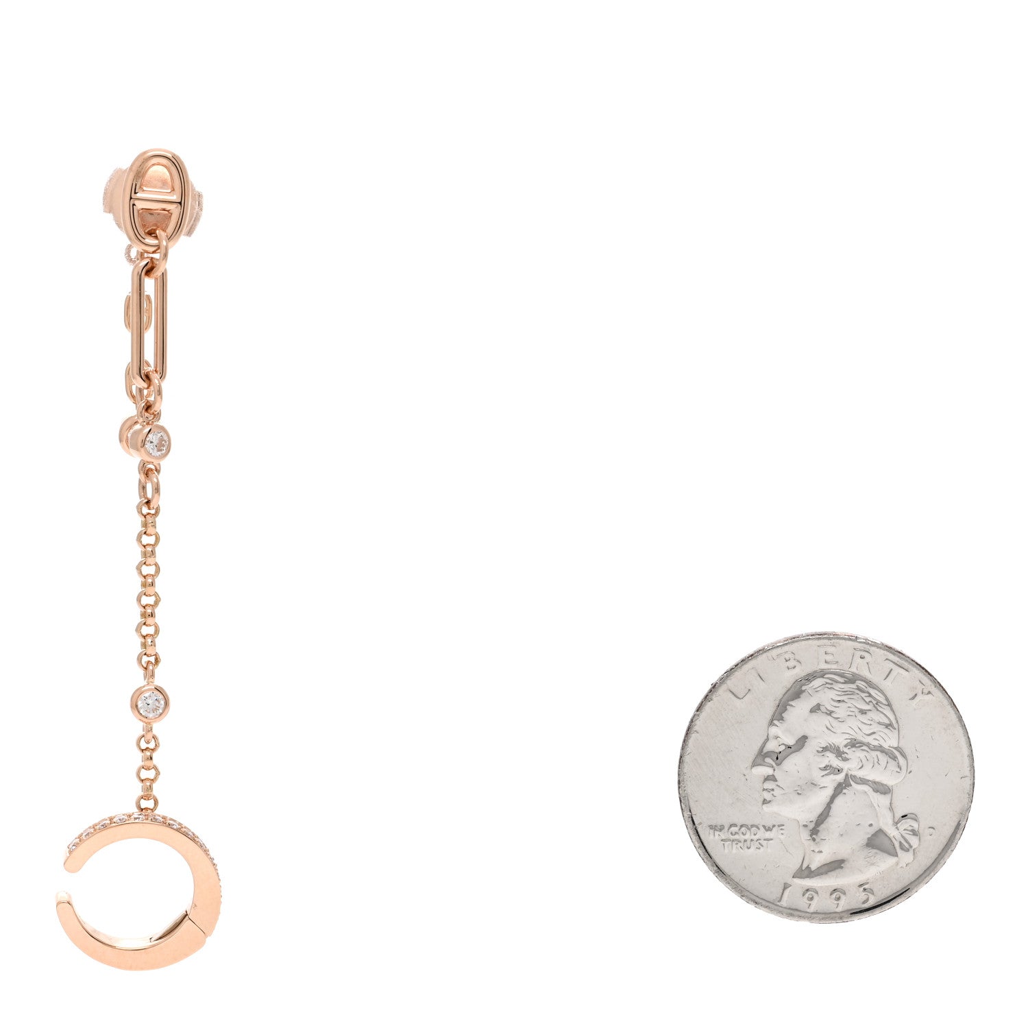 Hermes 18K Rose Gold Diamond Chaine d'ancre Chaos Right Earring 2 of 5