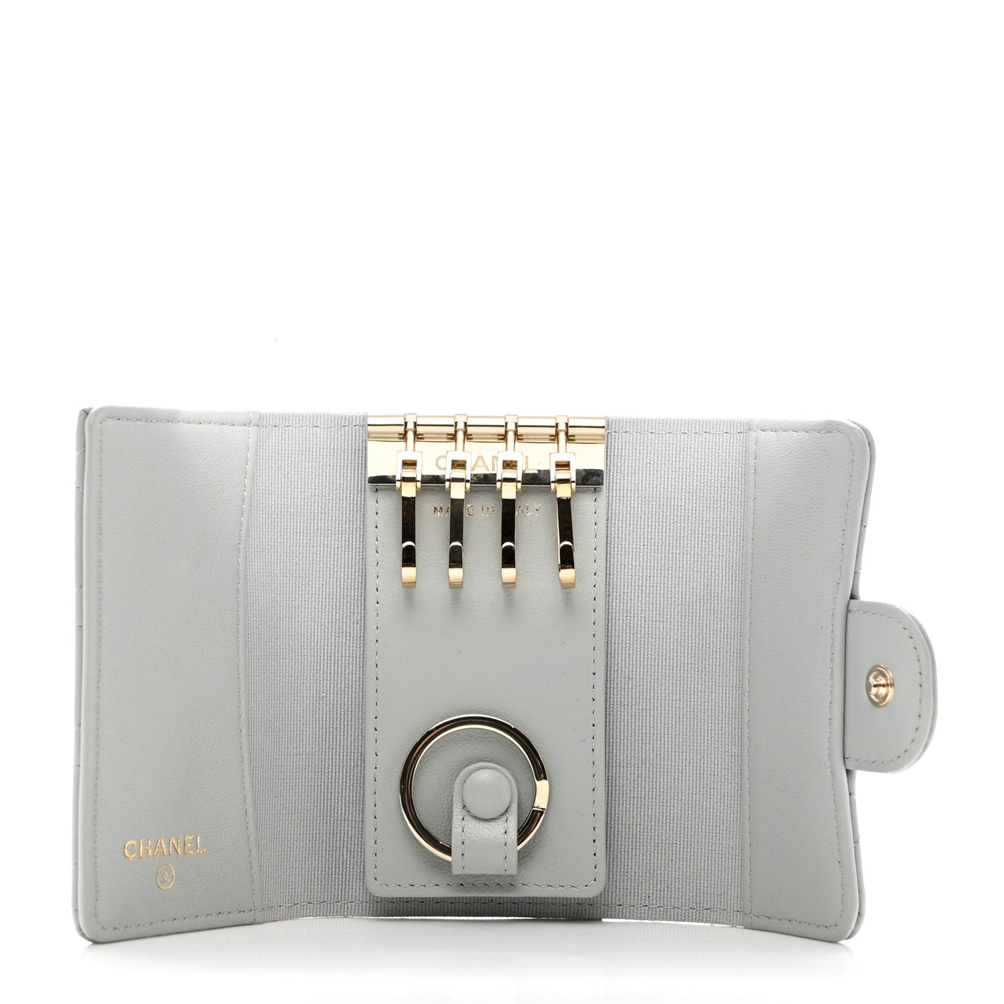 Lambskin Quilted Classic 4 Key Holder Wallet Grey