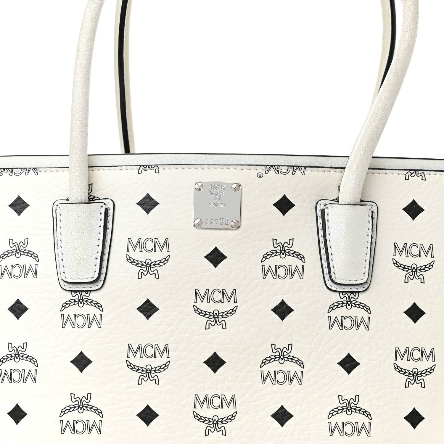MCM Visetos Shopper Tote White 7 of 11