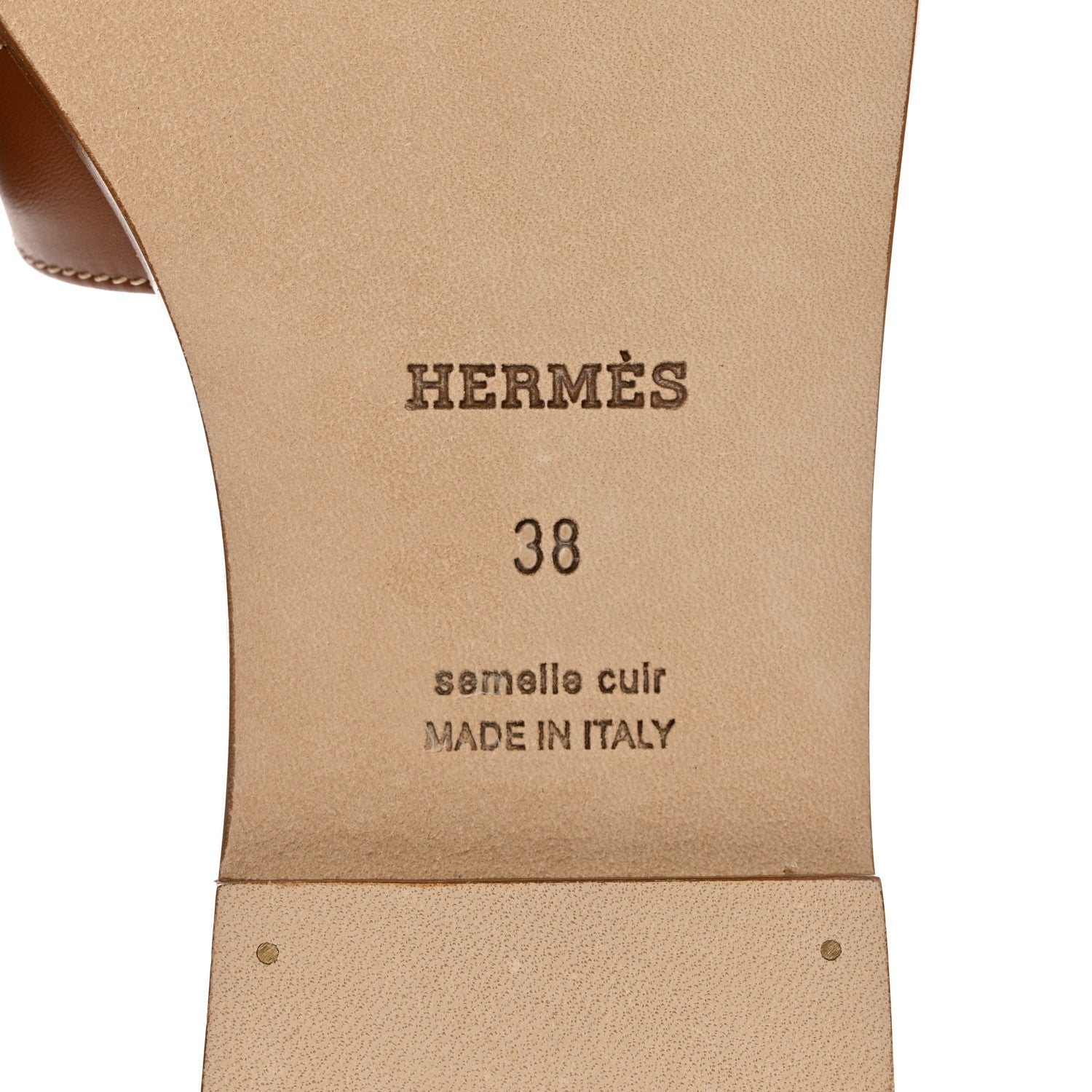 Hermes Box Calfskin Oran Sandals 38 Gold 6 of 9